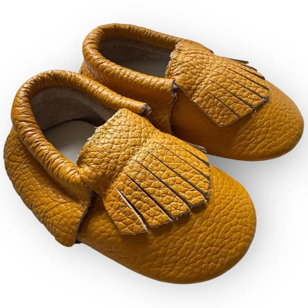 NWT Genuine Leather Baby Moccasins – Classic Tan Fringe - 12-18 Months